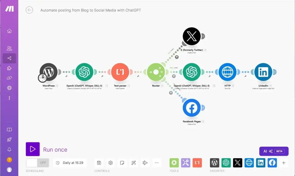 Les Automatisation en bref ! 4 Make (ex-Integromat) mise sur une interface très visuelle et granulaire, idéale pour les scénarios multi-étapes