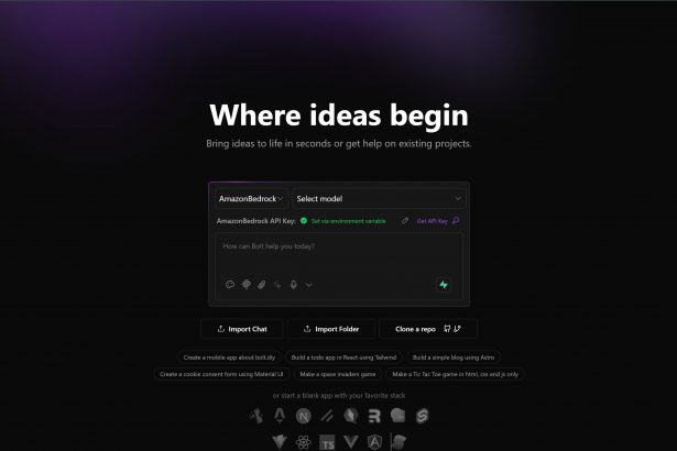 l’écran d’accueil de Bolt.diy,