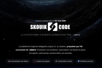 Lancée par Mak3it IA Technologie Inc., SKOUIK CODE se définit comme la plateforme d’agents québécoise. Son accès anticipé est prévu pour le 1er mai 2026. La mission est claire : orchestrer vos workflows, automatiser vos tâches et gérer vos agents SKOUIK, sans jamais compromettre vos données.